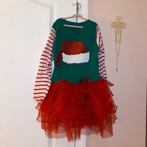 Santa hat long sleeve tutu dress!